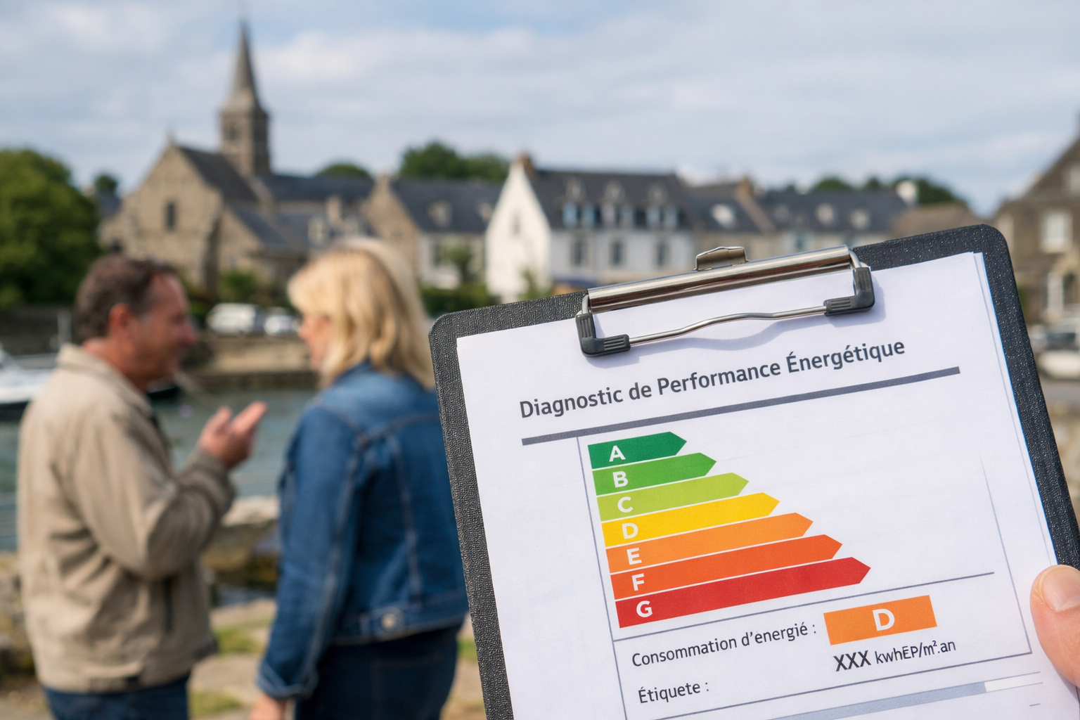 Étiquette D pour consommation d'énergie élevée sur une fiche de diagnostic énergétique.